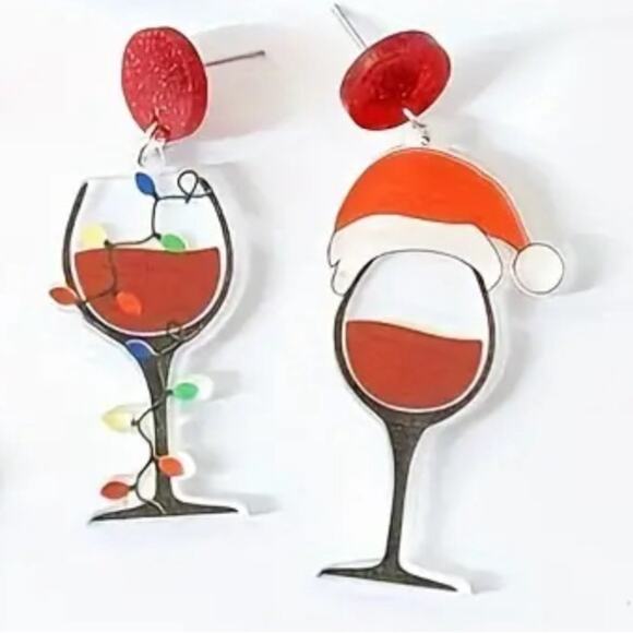Acrylic Wine Christmas Earrings - Picture 1 of 1